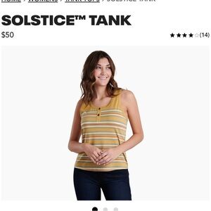 Kuhl Women's Yellow and Gray Striped Tank Top